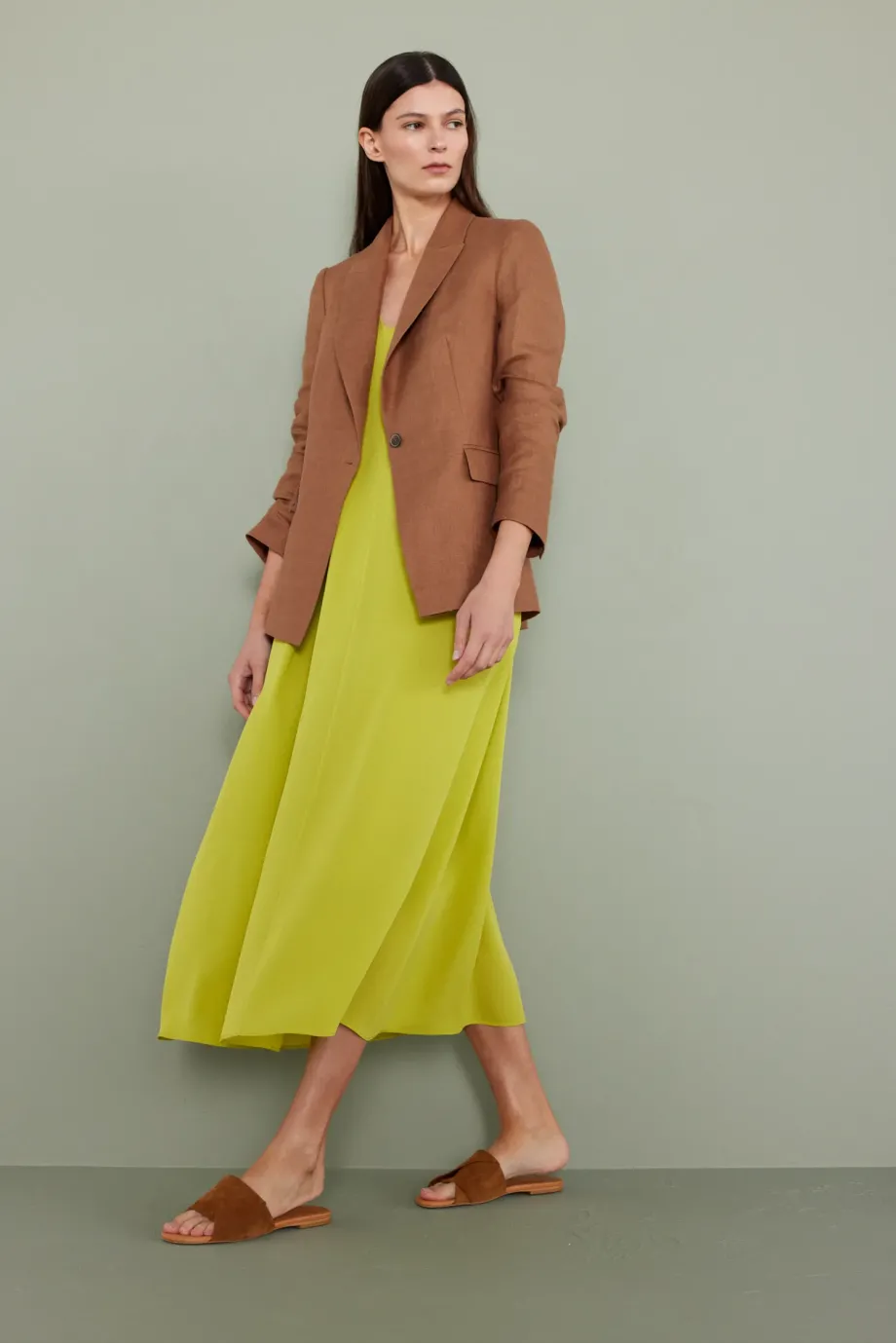 Rochie de mătase verde lime Rochie de mătase verde lime