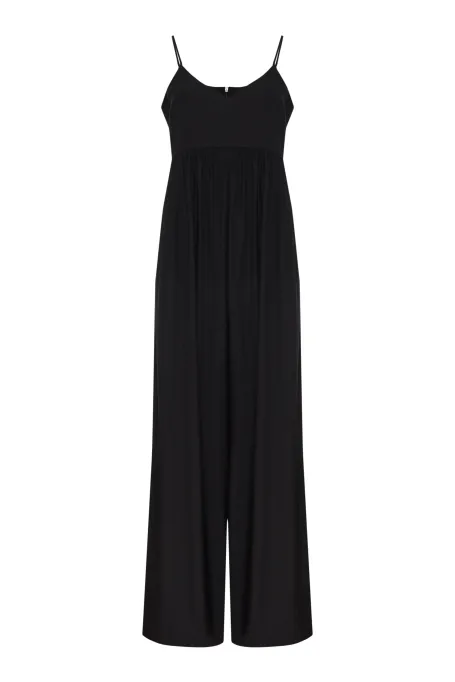 Salopeta neagra din matase cu bretele