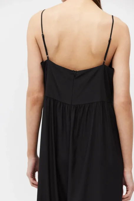 Salopeta neagra din matase cu bretele