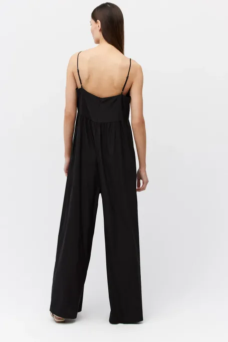 Salopeta neagra din matase cu bretele