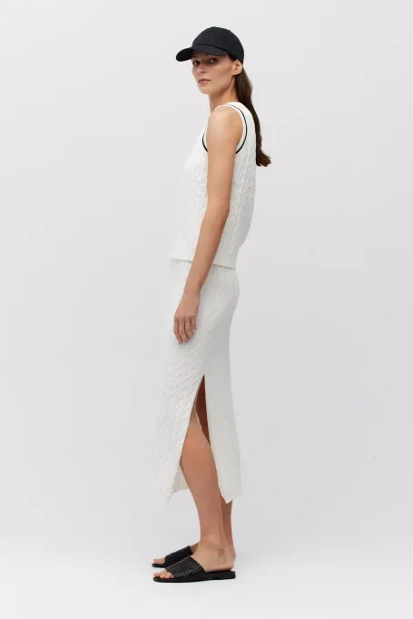 Top tricot cablu alb