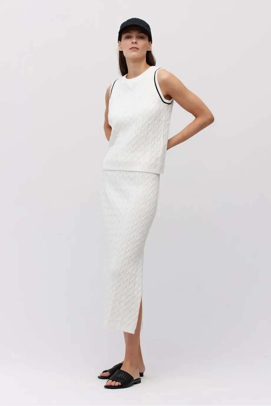 Top tricot cablu alb Top tricot cablu alb