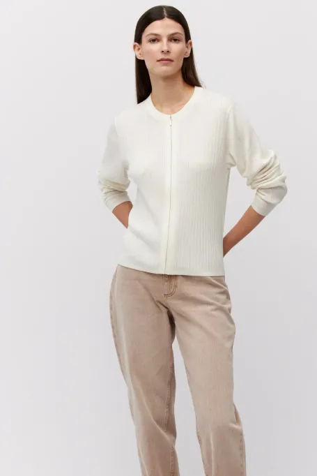 Cardigan cu fermoar din cașmir