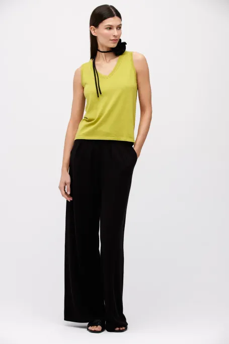 Top din bumbac lime și mătase