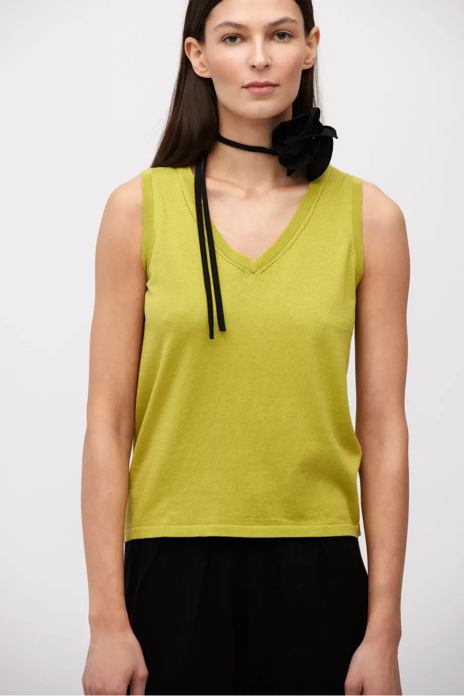 Top din bumbac lime și mătase Top din bumbac lime și mătase