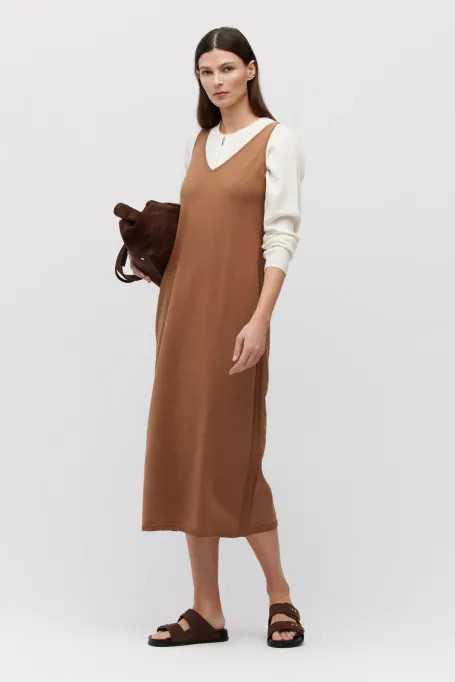 Rochie de mătase maro