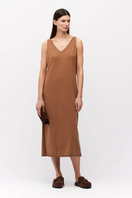 Rochie de mătase maro