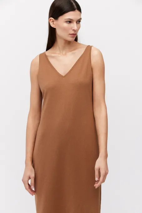 Rochie de mătase maro