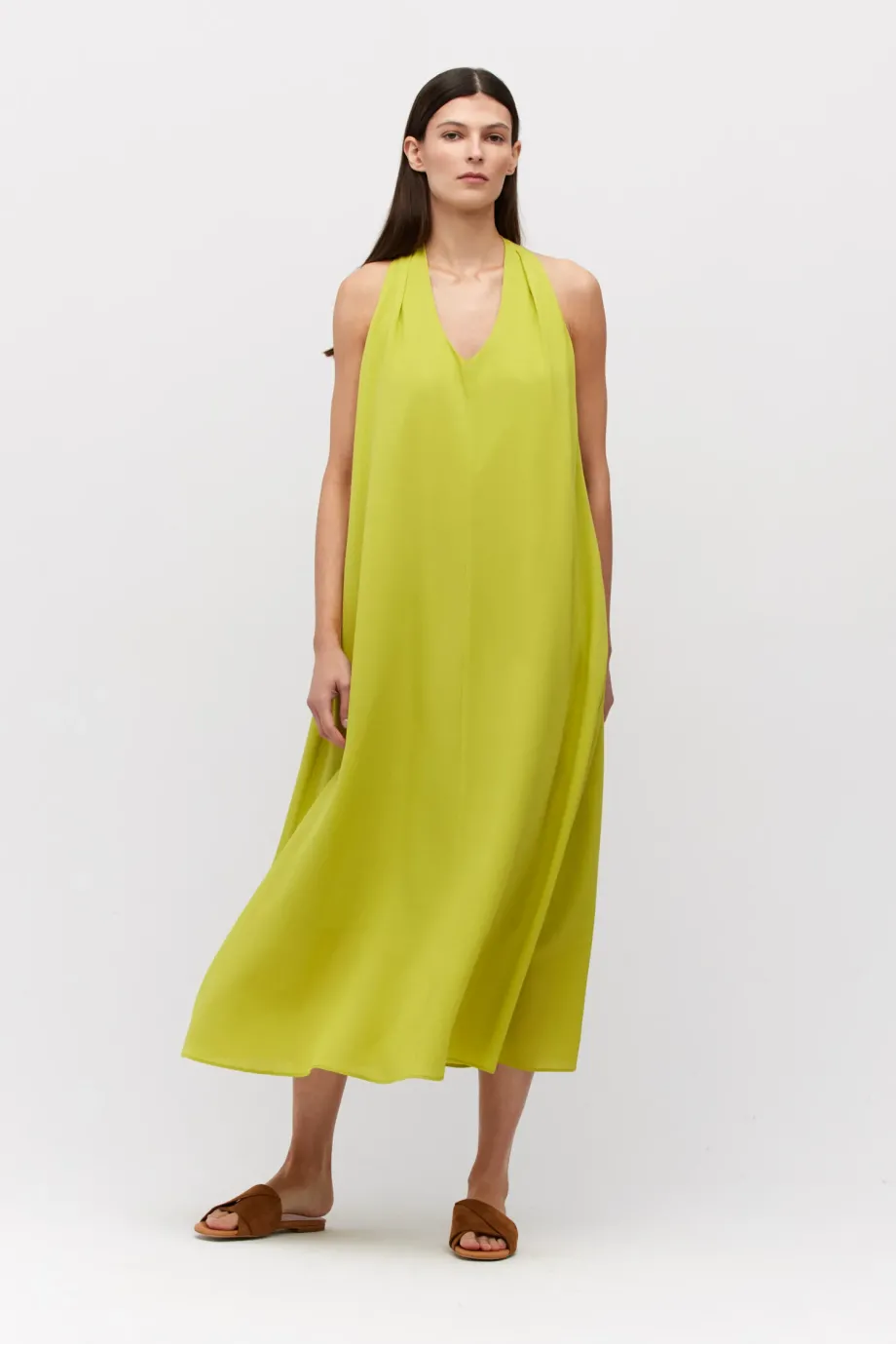 Rochie de mătase verde lime Rochie de mătase verde lime