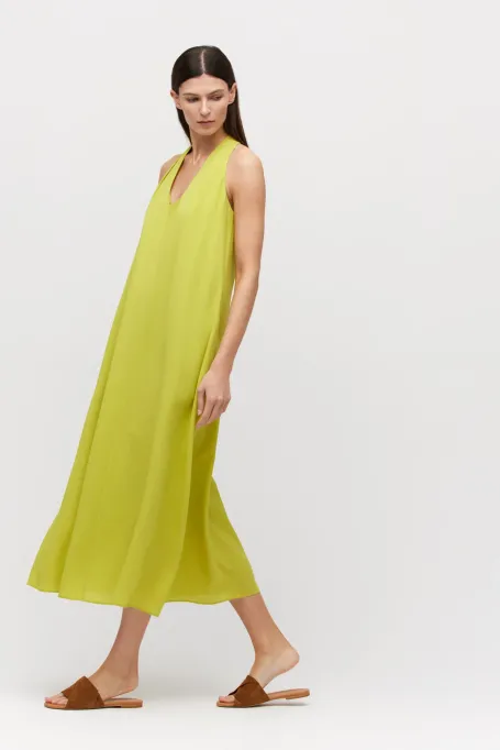 Rochie de mătase verde lime