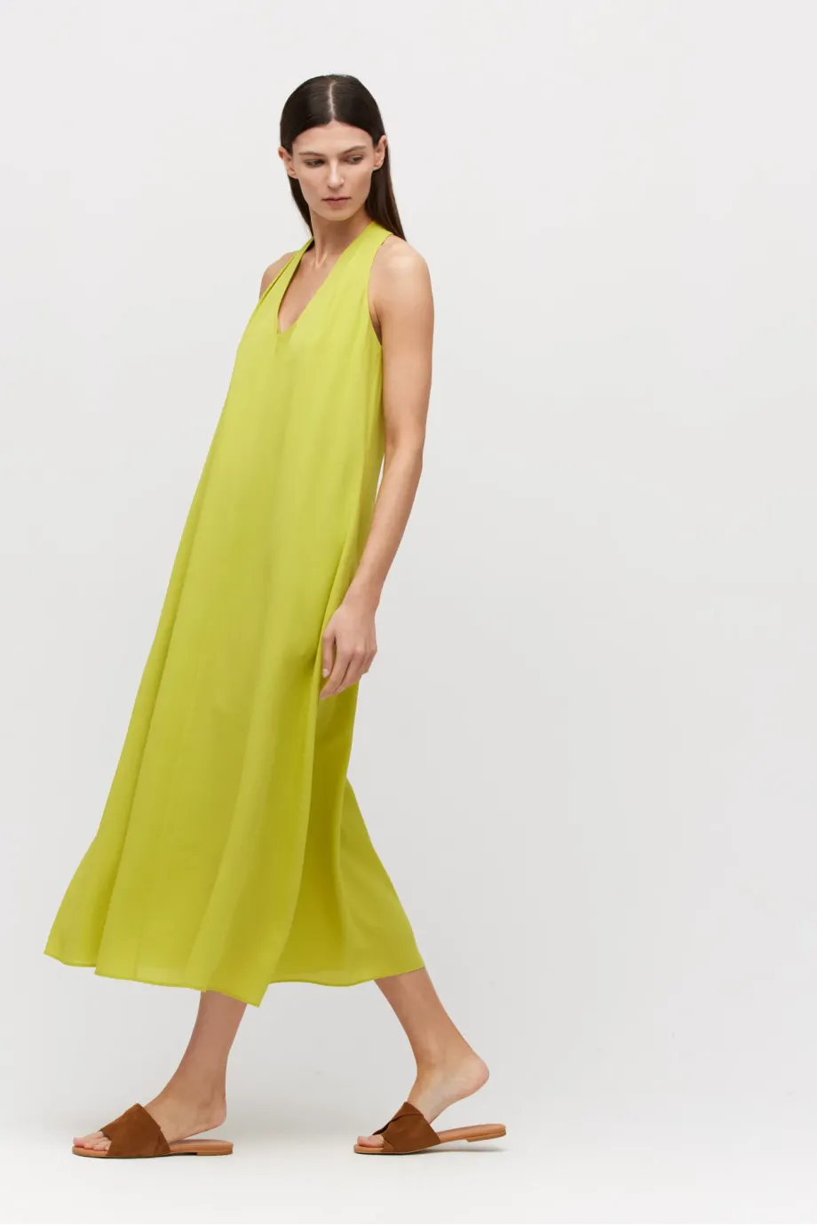 Rochie de mătase verde lime Rochie de mătase verde lime