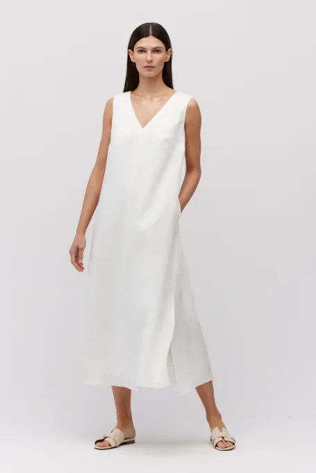 Rochie lunga din in alb