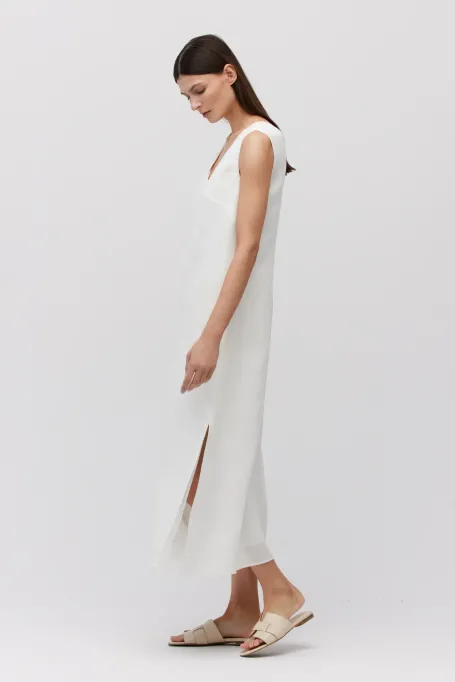 Rochie lunga din in alb