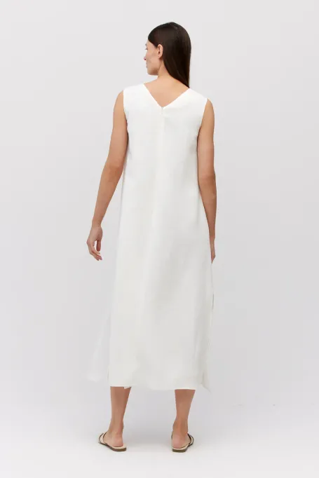 Rochie lunga din in alb