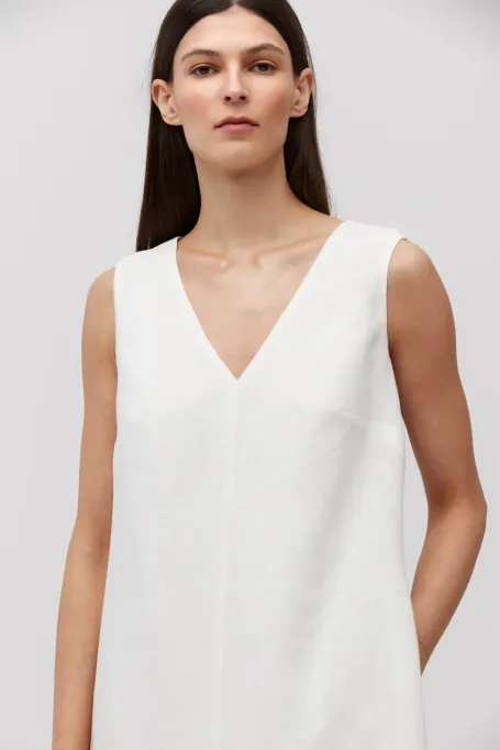 Rochie lunga din in alb