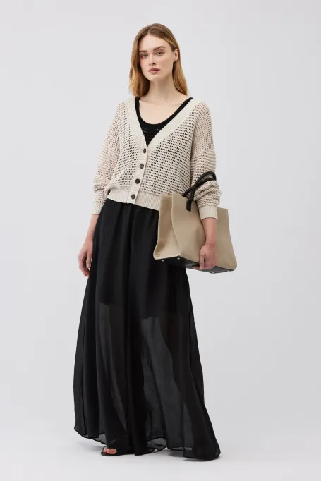 Beżowy kardigan z lnem