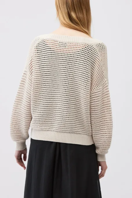 Beżowy kardigan z lnem