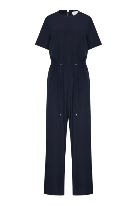 Salopetă de mătase bleumarin