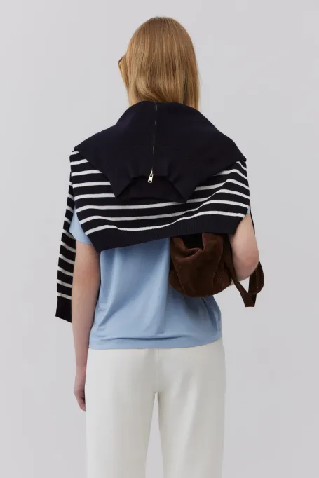 Bluză de mătase albastră Brigitte