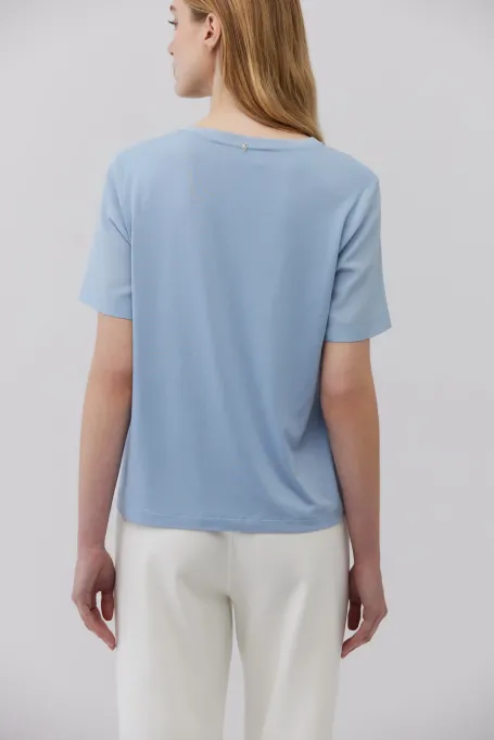 Bluză de mătase albastră Brigitte