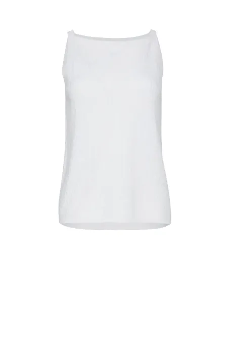 Top cu halter alb din lana merinos