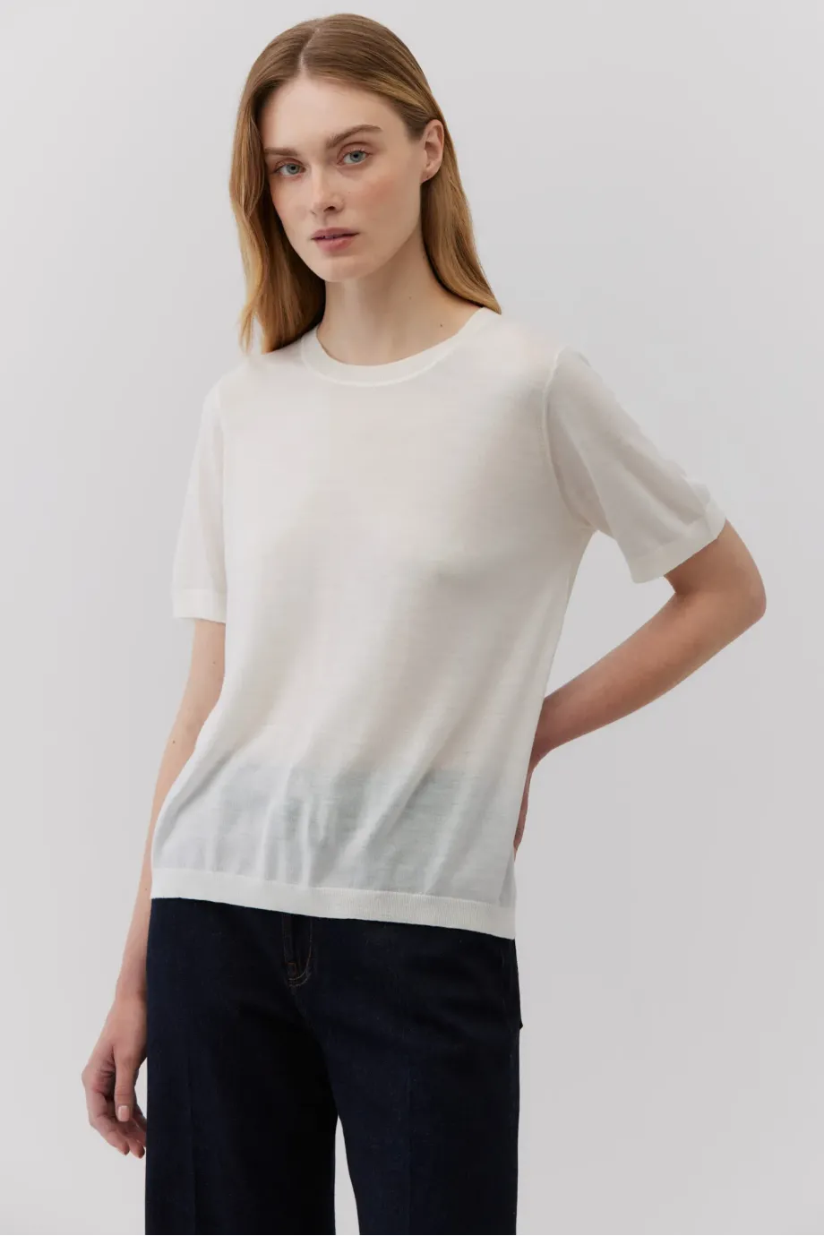 Tricou alb din lana merinos Tricou alb din lana merinos