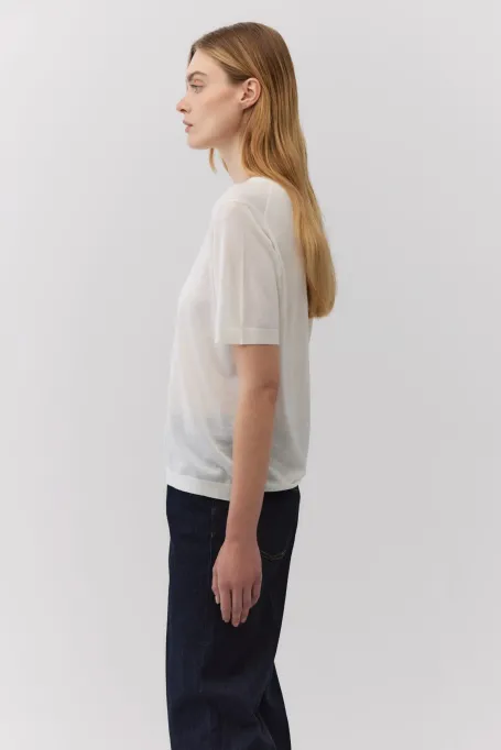 Tricou alb din lana merinos Tricou alb din lana merinos