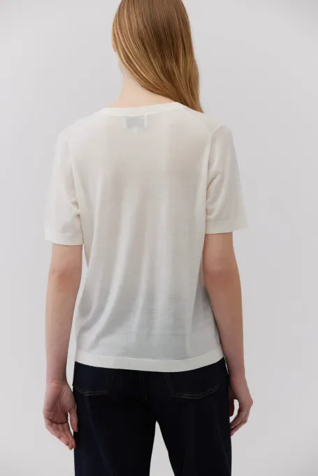 Tricou alb din lana merinos Tricou alb din lana merinos