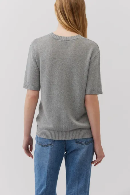 Tricou gri din in si bumbac Tricou gri din in si bumbac