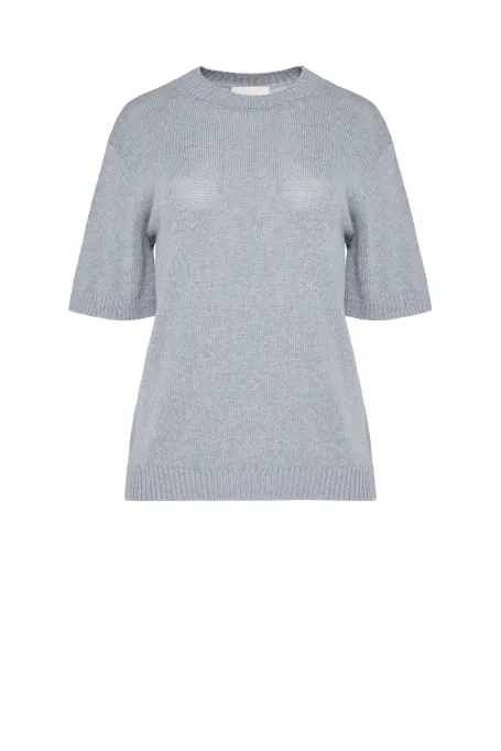 Tricou gri din in si bumbac Tricou gri din in si bumbac