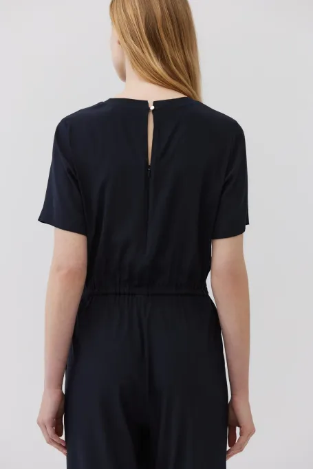 Salopetă de mătase bleumarin