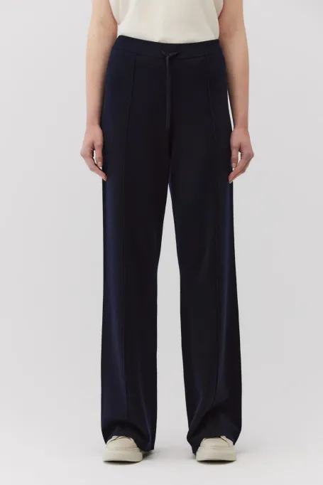 Pantaloni largi din lână merinos