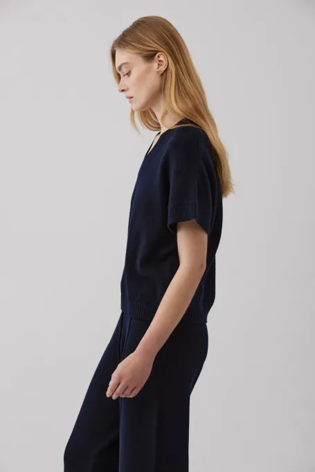 Bluză din lână merinos cu decolteu în V