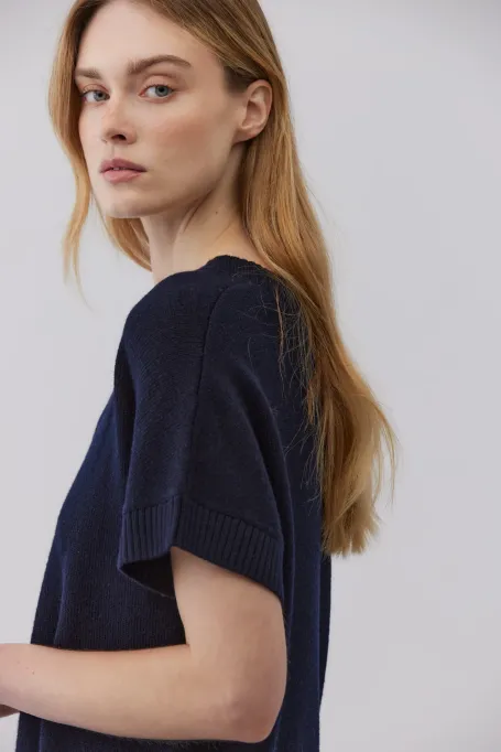 Bluză din lână merinos cu decolteu în V