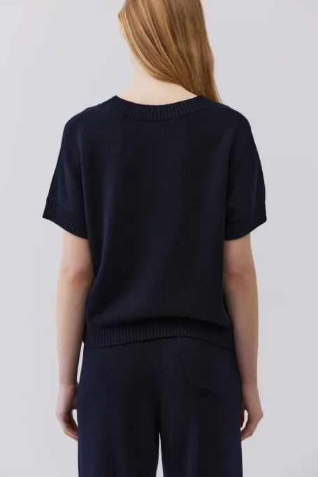 Bluză din lână merinos cu decolteu în V