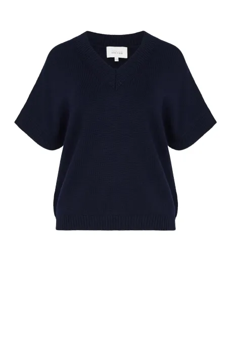 Bluză din lână merinos cu decolteu în V