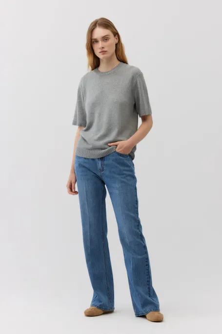 Blugi bootcut cu talie înaltă