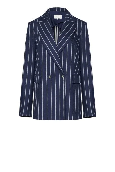 Jachetă în dungi bleumarin cu cașmir