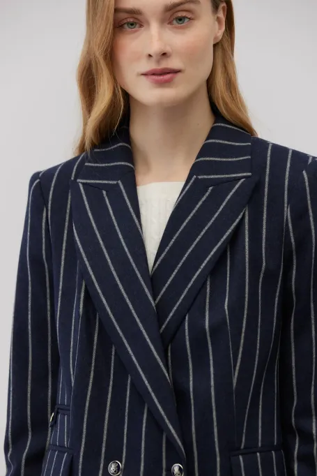Jachetă în dungi bleumarin cu cașmir