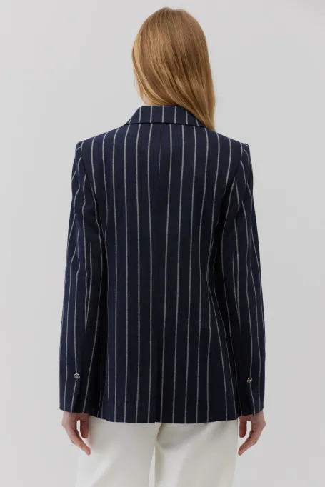 Jachetă în dungi bleumarin cu cașmir