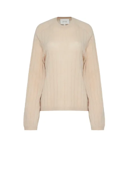 Bluză de cașmir cu dungi bej