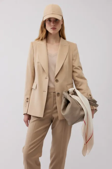Jachetă din lână Camel Bej Albino