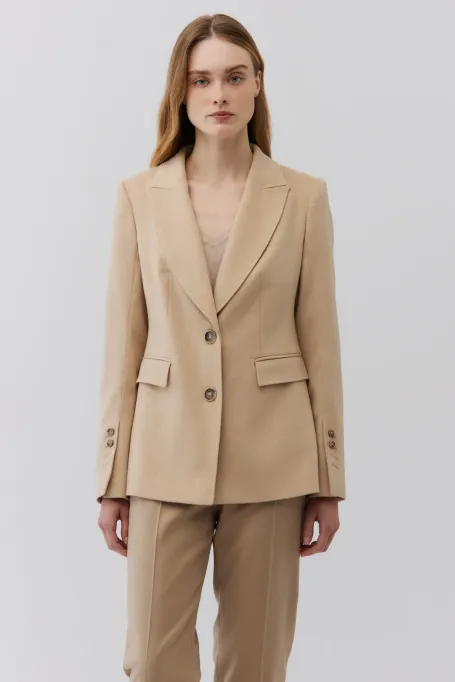 Jachetă din lână Camel Bej Albino