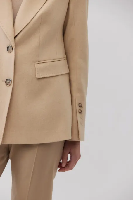 Jachetă din lână Camel Bej Albino