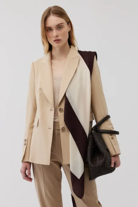 Jachetă din lână Camel Bej Albino