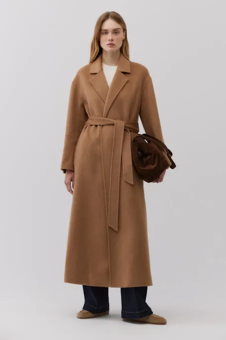 Palton din lână camel dublă
