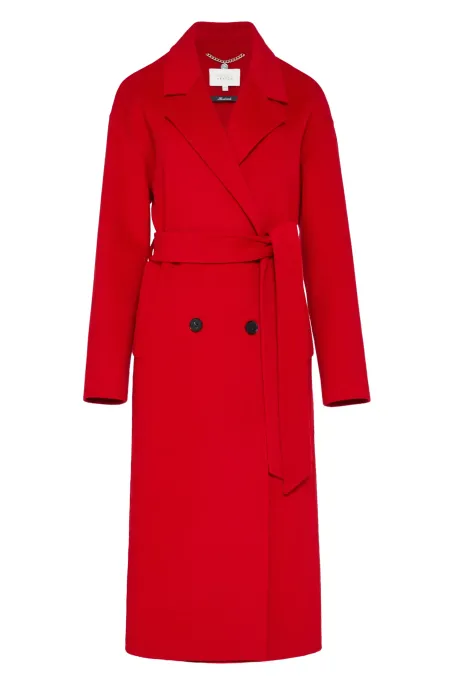 Palton dublu roșu cu mătase