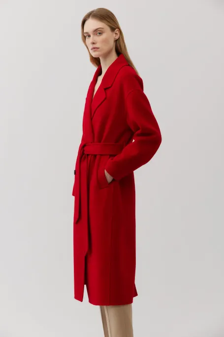 Palton dublu roșu cu mătase