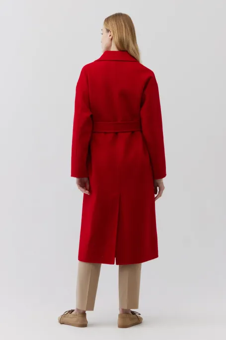 Palton dublu roșu cu mătase