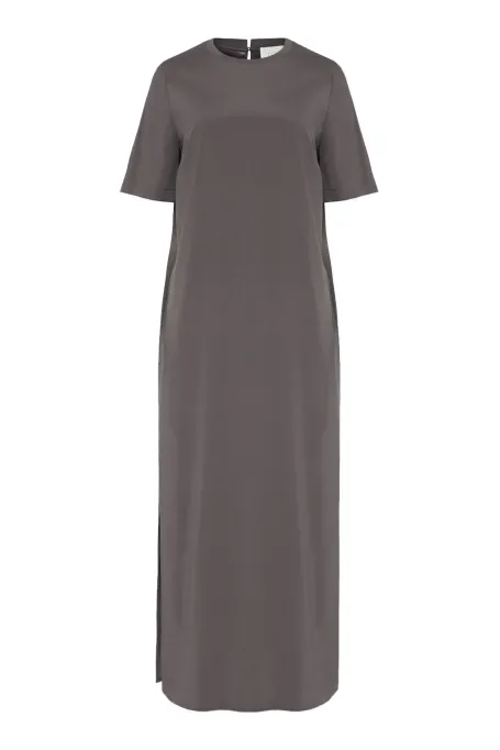 Rochie midi din mătase maro